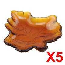 VTG Amber Glass Autumn Fall Maple Leaf Votive Candle Holder Set of 5 - £15.90 GBP