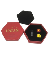 Catan Black Hematite Metal Dice Red Yellow Premium Gemstone Robbers Case... - $39.13 CAD