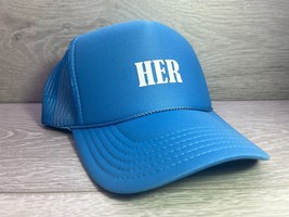 New I Am Her Sky Blue Hat 5 Panel High Crown Trucker Snapback Vintage - £14.00 GBP