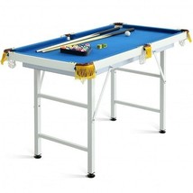 47 Inch Folding Billiard Table with Cues and Brush Chalk-Blue - Color: Blue - £115.51 GBP