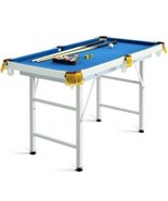 47 Inch Folding Billiard Table with Cues and Brush Chalk-Blue - Color: Blue - £115.86 GBP