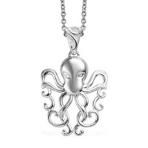 925 Argent Octopus Pendentif Chaîne Collier pour Femme Gratuit 18 &quot; Pouce Cadeau - £31.79 GBP