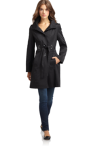 Via Spiga Women&#39;s Midnight Blue Hooded Trench Coat (Size L) - £70.44 GBP