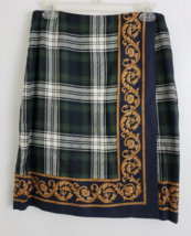 Vintage Women&#39;s Brooks Brothers Skirt Tartan Plaid Wrap Style Lining Size 14 USA - £47.29 GBP