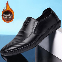 Clearance Markdown Sale Men&#39;s Leather Shoes Soft Anti-slip Keep Warm Plus Velvet - £24.99 GBP