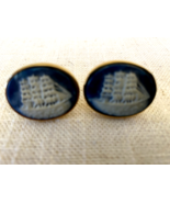 Dante Cameo Style Blue-Gray Stone Incolay Clipper Ship Cuff Links - €21,49 EUR