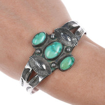 c1940 6.5&quot; Navao Stamped silver and turquoise bracelet - £746.75 GBP