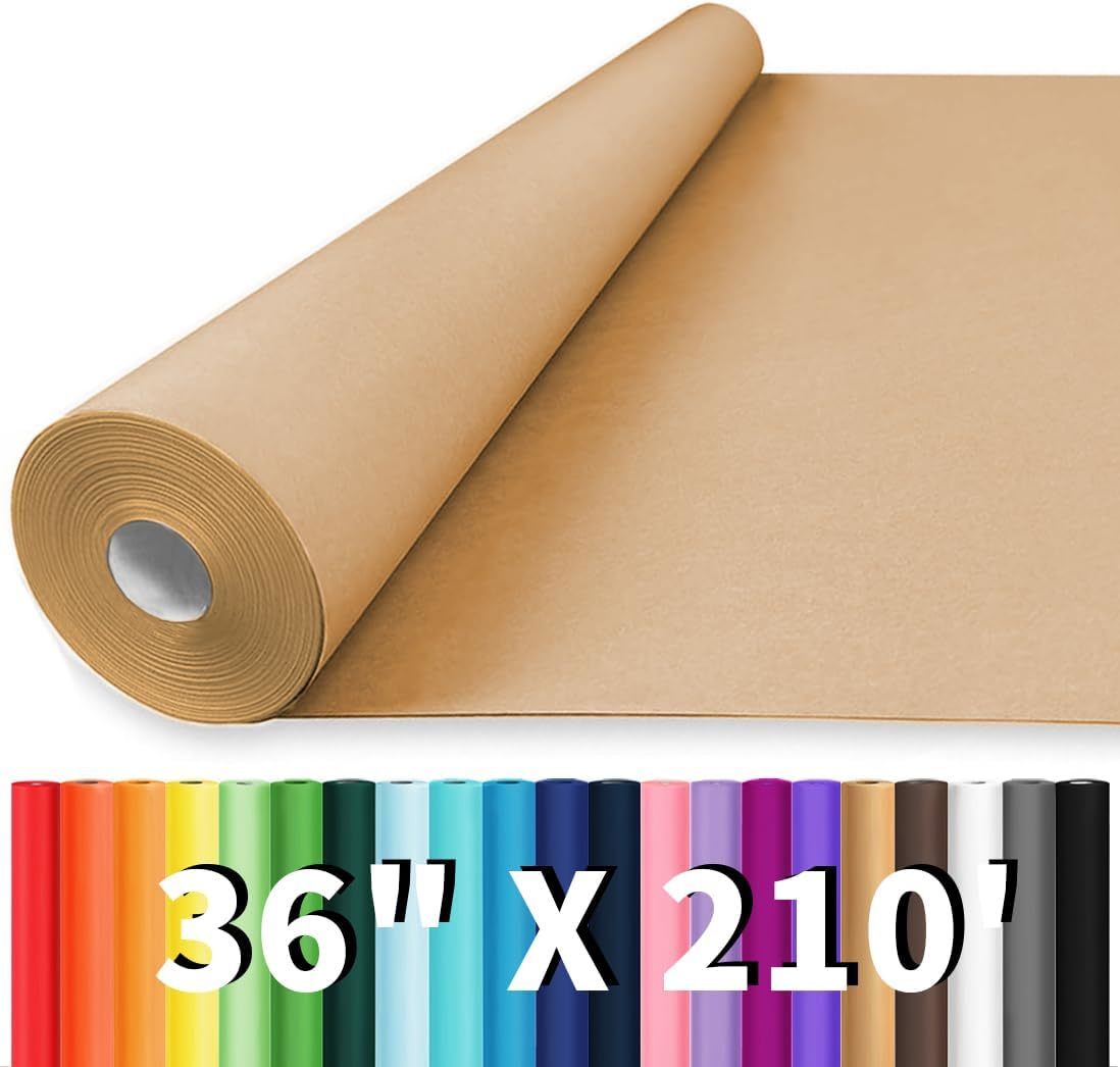 Vanhench 36&quot;x 2520&quot; (210&#39;) Brown Kraft Paper Roll, Craft Paper, Wrapping... - $55.97