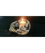 Clear Glass Sleeping Curled Cat Kitten Candle Holder Votive Tea Light Ca... - £12.46 GBP