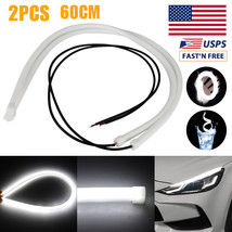 2X White 60cm Flexible Tube LED Strip Daytime Runnning DRL Light Headlig... - £16.41 GBP