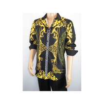 Men's Sports Shirt By Barocco Fashion Printed Long Sleeves Soft Feel EFS75 Black image 9
