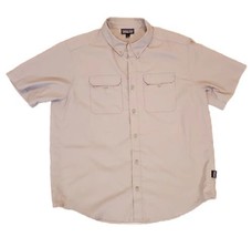 Patagonia Button Down Shirt Mens Large Short Sleeve Quick Dry Tan Shirt - £19.29 GBP