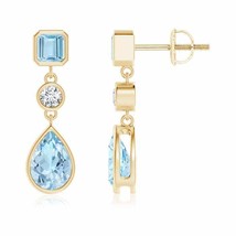 Authenticity Guarantee 
ANGARA Emerald-Cut and Pear-Shaped Aquamarine Drop Ea... - £839.20 GBP