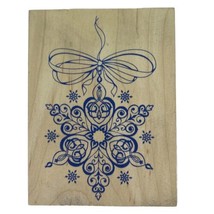 Snowflake Ribbon Hanging Ornament All Night Media Wood Mount Rubber Stamp 926J  - $8.77