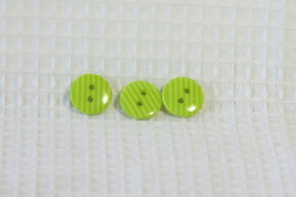 Regular Buttons (New) (12) 1/2" Lime Green w/ Light Green Stripe #3 - $6.96