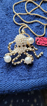 New Betsey Johnson Necklace Octopus White Rhinestone Beach Ocean Collectible - £11.98 GBP