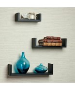 Danya B Floating U Shelves - Set of 3 Black Laminated Wall Mount Shelves - $28.45