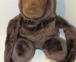 Monkey Ape girl w/ hat bonnet Chimp Puppet plush brown long arms vintage - $10.39