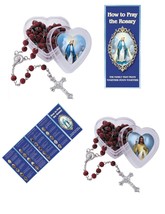 Set of 2 Rose Scented Rose Bead Rosaries in cases &amp; How to Pray the Rosary Guide - £13.79 GBP