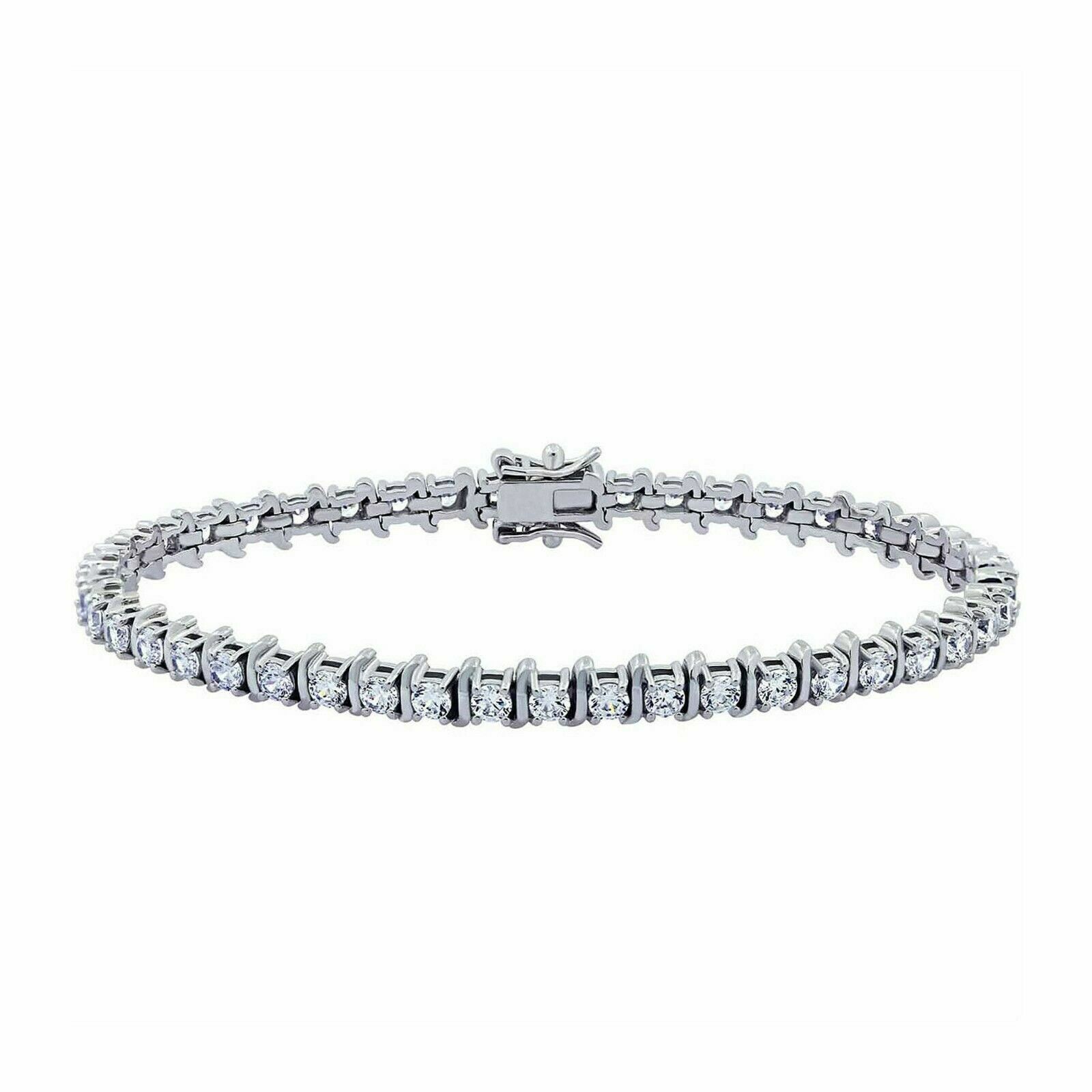 Primary image for 4.50 CT Round Cut Real Moissanite Tennis Bracelet 7" inch 14k White Gold Plated