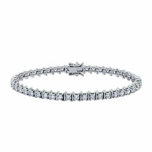 4.50 CT Round Cut Real Moissanite Tennis Bracelet 7&quot; inch 14k White Gold Plated - £156.84 GBP