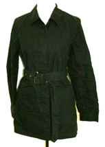 Gap Trench Coat Woman Size Medium Black Long Sleeve Collared Knee Length Belted - £29.03 GBP