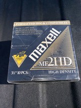 Maxell MF 2HD 3.5&quot; High Density Micro Floppy Disk NIB 10 pcs - $9.50