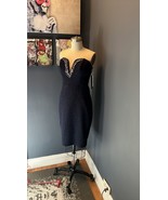 Sequin Hearts Navy Blue Sparkly Crystal Deep V Strapless Prom Dress NWT 13 - £39.30 GBP