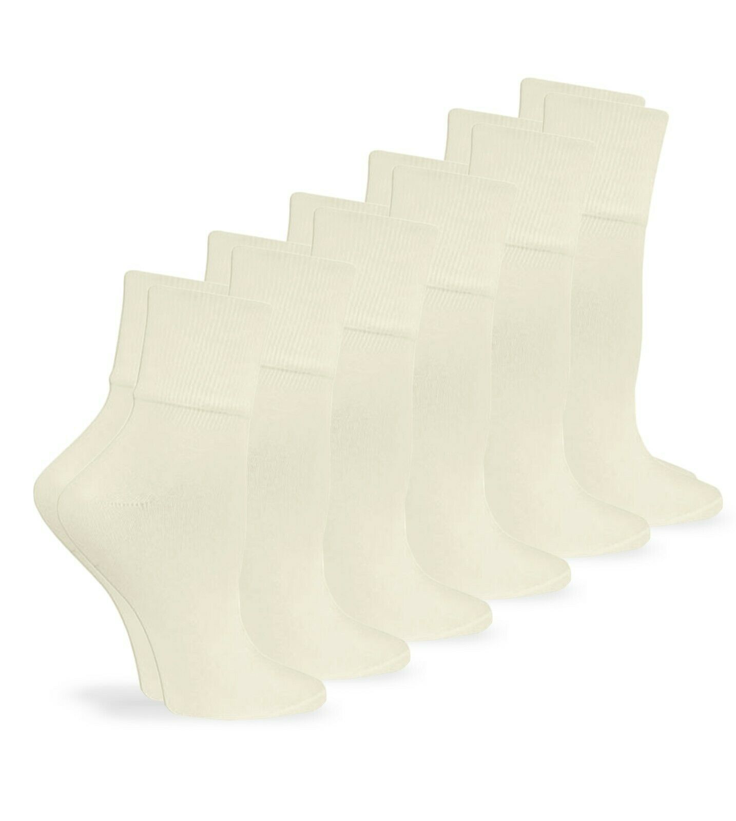 Jefferies Socks Girls Boys Cotton School Turn Cuff Roll Ankle Seamless Socks 6PK