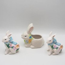 Céramique Pâques Petit Lapin Pot de Fleur Vase Ensemble De 3 - $108.04