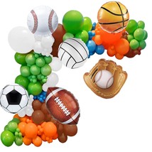148 Pcs Sport Balloons Arch Garland Football Party Decoration White Brown Green  - £28.18 GBP