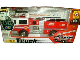 Vintage Bump &amp; Go Battery Operated Express Super Fire Truck with Remo - $98.99
