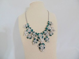 Charter Club Silver-Tone Crystal &amp; Stone Flower Statement Necklace L777 $99 - £28.81 GBP