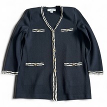 Vintage St. John Women’s Jacket Sz 2 Black Santana Knit Gold Details Mad... - $123.70