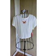 Women&#39;s size Large butterfly Crop Top w/tie back Electric Pink Brand - £11.17 GBP