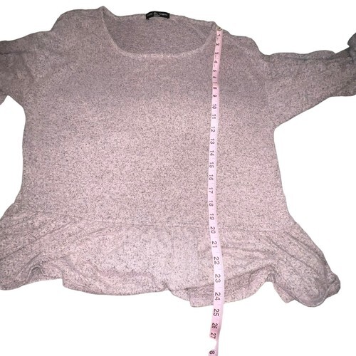 Kim & Cami Women Medium Purple Babydoll Ruffled Peplum Round Neck Sweater Top Item image 7