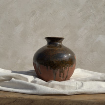 Antique Terracotta Vase, Rustic Turkish Pottery, Primitive Jug, Aged Vessel, Bro - £134.56 GBP