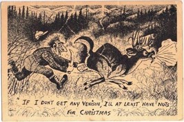 Christmas Comic Pen Ink Drawing Venison Hunter Stag 6x9 - $9.89