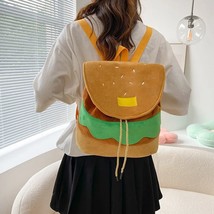 Women Backpack Cute Hamburger Shape Drawstring Adjustable Daily Bag Multi-Functi - £98.05 GBP