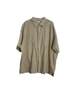 Cafe Luna Mens Shirt Size 2XL Linen Blend Tan Short Sleeve Button Front - £19.60 GBP