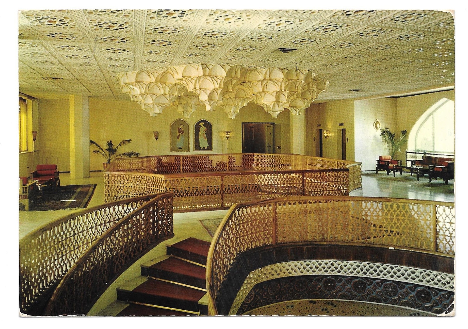 Isfahan Iran Shah Abbas Hotel Interior 10R on postcard Air Mail to US 1972 - $4.99