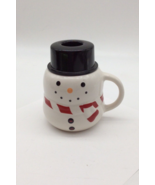 Williams Sonoma SNOWMAN 10 oz Lidded Hot Chocolate Mug Christmas Bonjour - £7.64 GBP