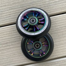 100mm Scooter Wheels - Pro Scooter Wheels 100mm Pair - Neo Oil Slick Black/Neo - £44.66 GBP
