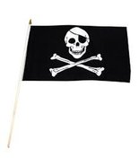 2 Pieces Pirate Skull X Bone Jolly Roger 12 X 18 Flag on Stick - £7.79 GBP