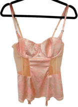 Victoria&#39;s Secret Bustier Corset With Garters Pink 36C Sexy Intimate Wear - $40.19