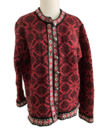 Vtg LL Bean Nordic Fair Isle Lambs&#39;  Wool Cardigan Knit Sweater Pewter B... - $1,335.99 MXN