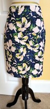 J.CREW Dark Blue/Cream Floral Lined Cotton Dress &quot;The Pencil Skirt&quot; (4) NEW - $24.40