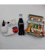 Coca Cola Coke Fridge Magnet set 3 Fred&#39;s Food market store Polar bear b... - $247.08 MXN