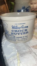 Vintage Old Fashioned Willow Farm CROCK BUTTER Stonewear La Grange, Illinois - £58.03 GBP