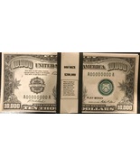 $200,000 In Prop/Play Money 1928 $10,000 Bills USA Actual Size Salmon Chase - £10.17 GBP